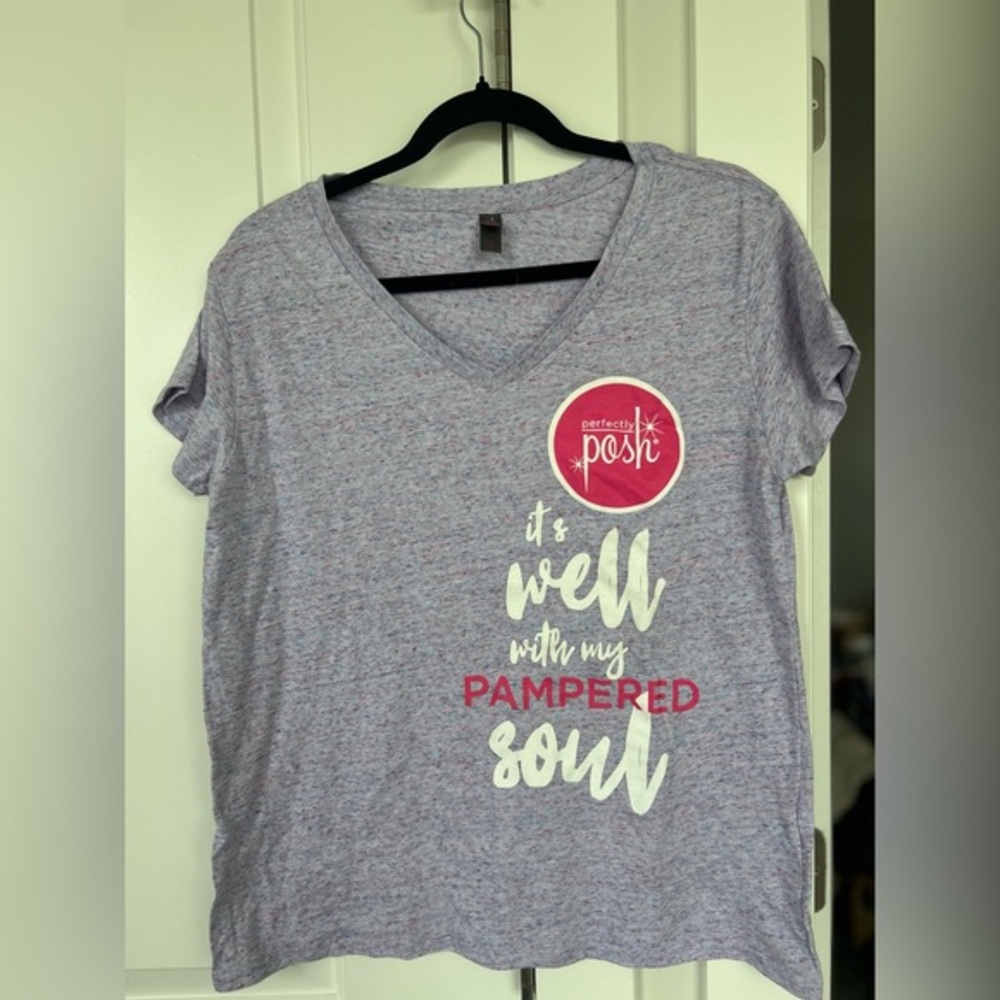 Relaxed Gray and Pink Short Sleeve Tee
